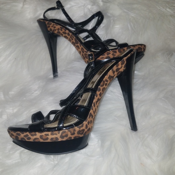 Qupid Shoes - Strappy leopard high heel 6.5